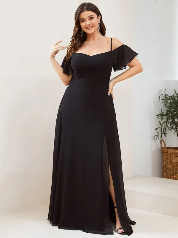 pretty REYA|Plus Size Cold Shoulder Formal Bridesmaid Dress with Side Slit sold by Ever Pretty