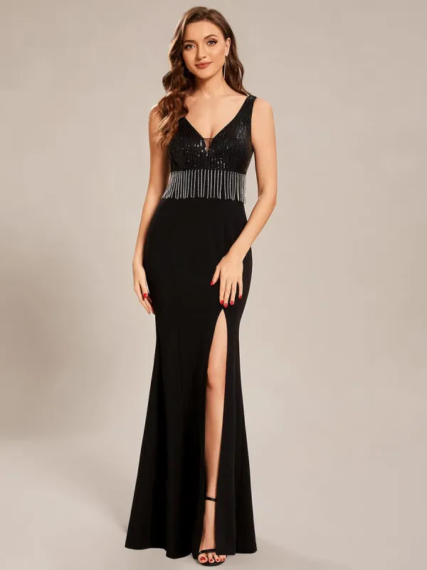 Custom Size Sequin Tassel High Slit Bodycon Evening Dresses sold by Ever Pretty