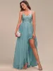 Spaghetti Strap Sequin Top A-Line High Low Tulle Evening Dress sold by Ever Pretty