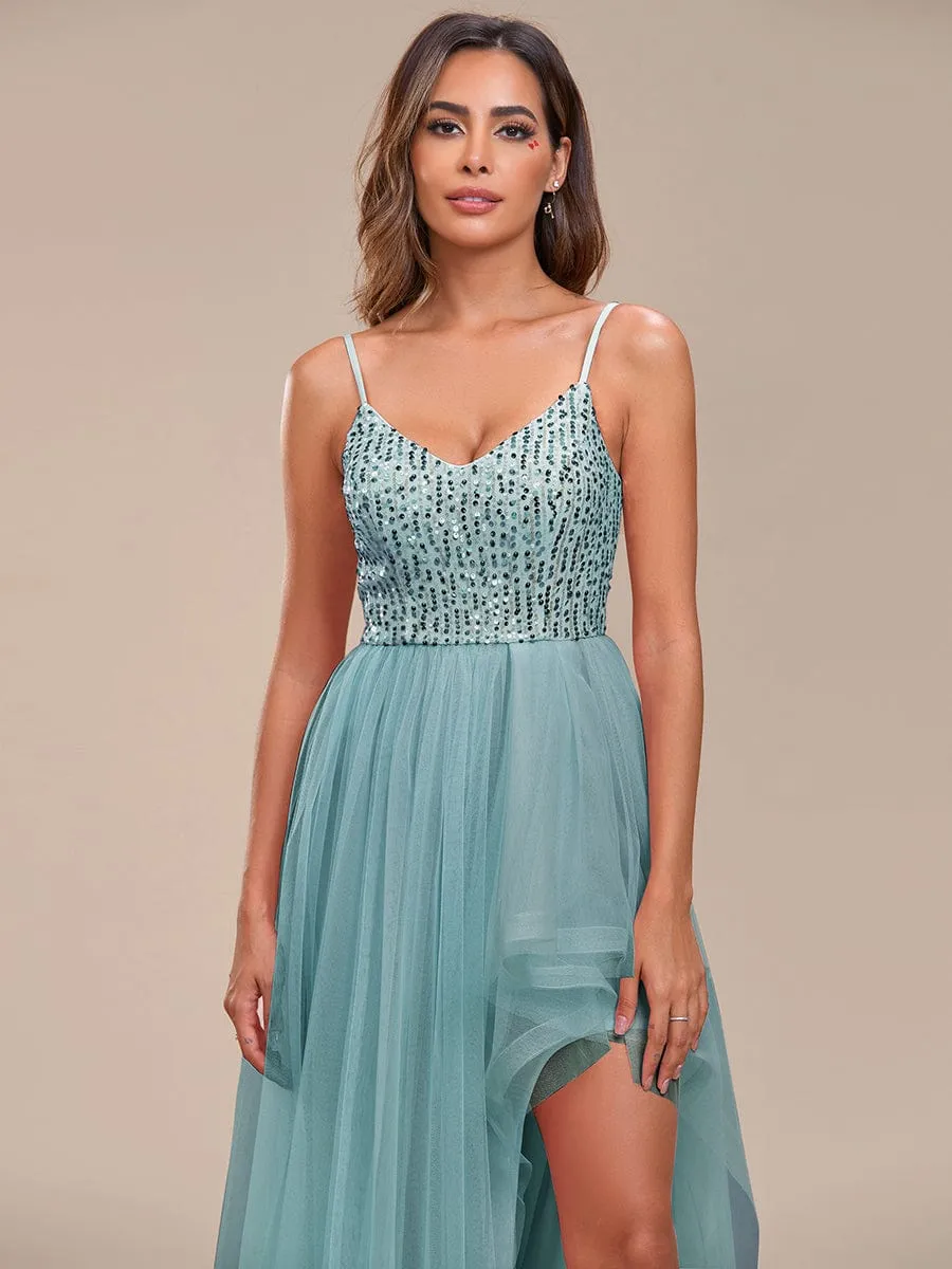 Spaghetti Strap Sequin Top A-Line High Low Tulle Evening Dress sold by Ever Pretty product image thumbnail 3