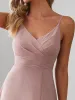 ever RENÉ|Custom Size Pleated V-Neck Spaghetti Strap High Slit Bridesmaid Dress sold by Ever Pretty