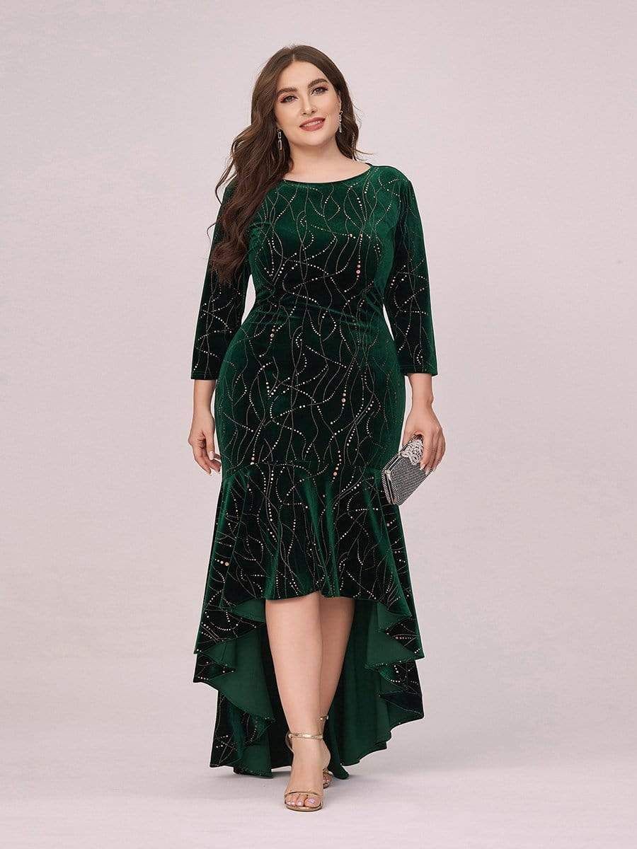 Plus Size Velvet Long Sleeve Formal Evening Dresses sold by Ever Pretty