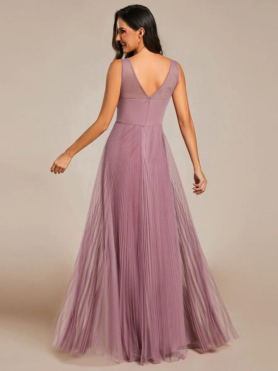 Exquisite Applique Embroidery Bodice Sleeveless A-Line Tulle Evening Dress sold by Ever Pretty product image thumbnail 2