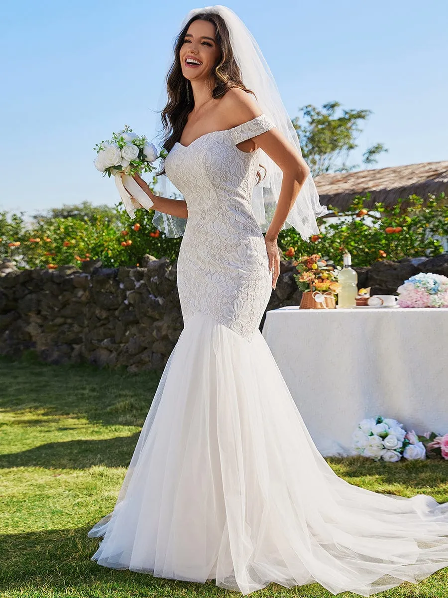 ANDARA'S BRIDE|Bodycon Lace Off Shoulder Mermaid Wedding Dress sold by Ever Pretty product image thumbnail 4