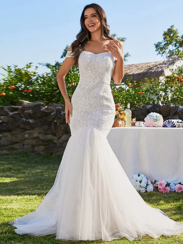 ANDARA'S BRIDE|Bodycon Lace Off Shoulder Mermaid Wedding Dress sold by Ever Pretty