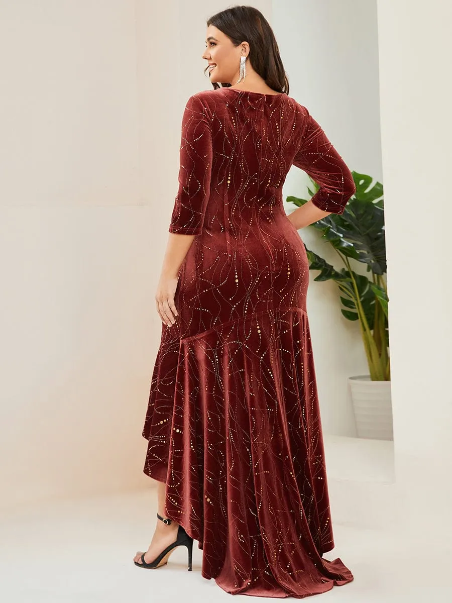 Elegant Plus Size Bodycon High-Low Formal Velvet Party Dress sold by Ever Pretty product image thumbnail 2