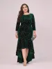 Elegant Plus Size Bodycon High-Low Formal Velvet Party Dress sold by Ever Pretty