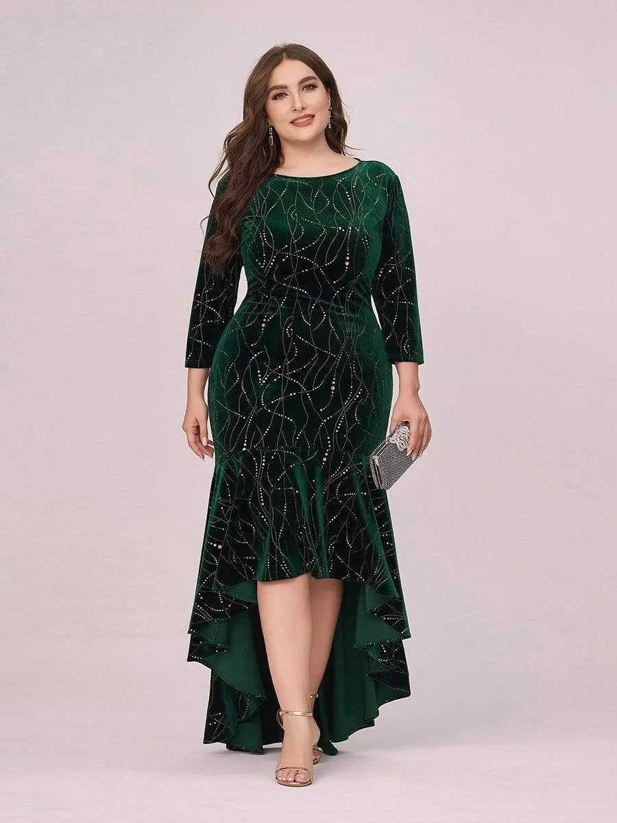 Elegant Plus Size Bodycon High-Low Formal Velvet Party Dress sold by Ever Pretty product image thumbnail 5