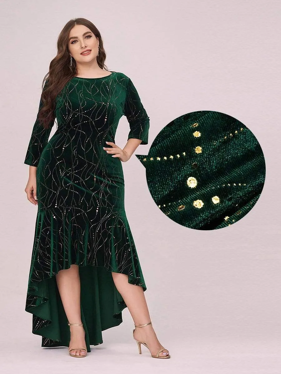 Elegant Plus Size Bodycon High-Low Formal Velvet Party Dress sold by Ever Pretty product image thumbnail 3