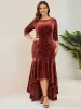 Elegant Plus Size Bodycon High-Low Formal Velvet Party Dress sold by Ever Pretty