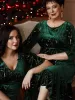 Elegant Plus Size Bodycon High-Low Formal Velvet Party Dress sold by Ever Pretty