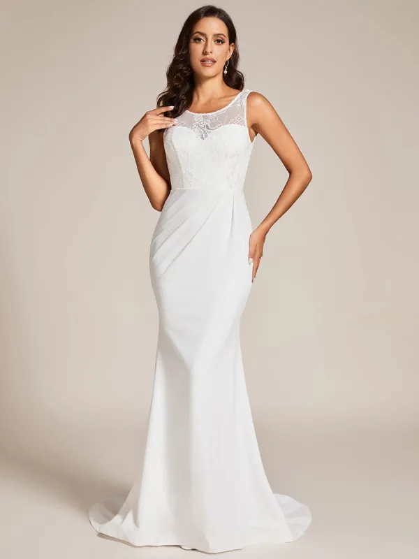 Custom Size Sleeveless Lace Bodice Floor Length Wedding Dress sold by Ever Pretty