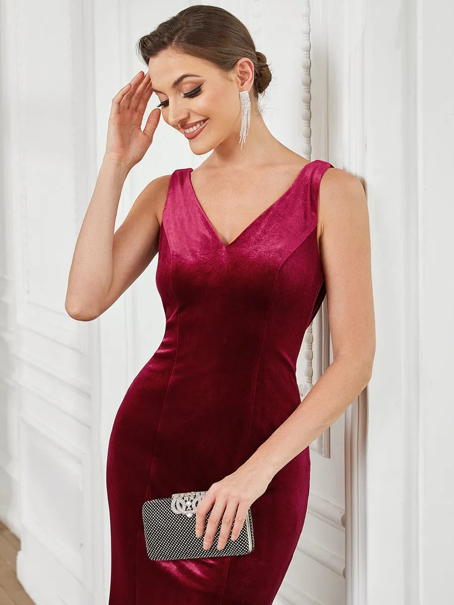 Velvet Sleeveless V-Neck Cowl Back Bodycon Evening Dress sold by Ever Pretty product image thumbnail 3