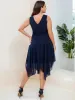 pretty ELORA|Plus Size Double V Neck Ruched-Waist Midi Chiffon Bridesmaid Dress sold by Ever Pretty