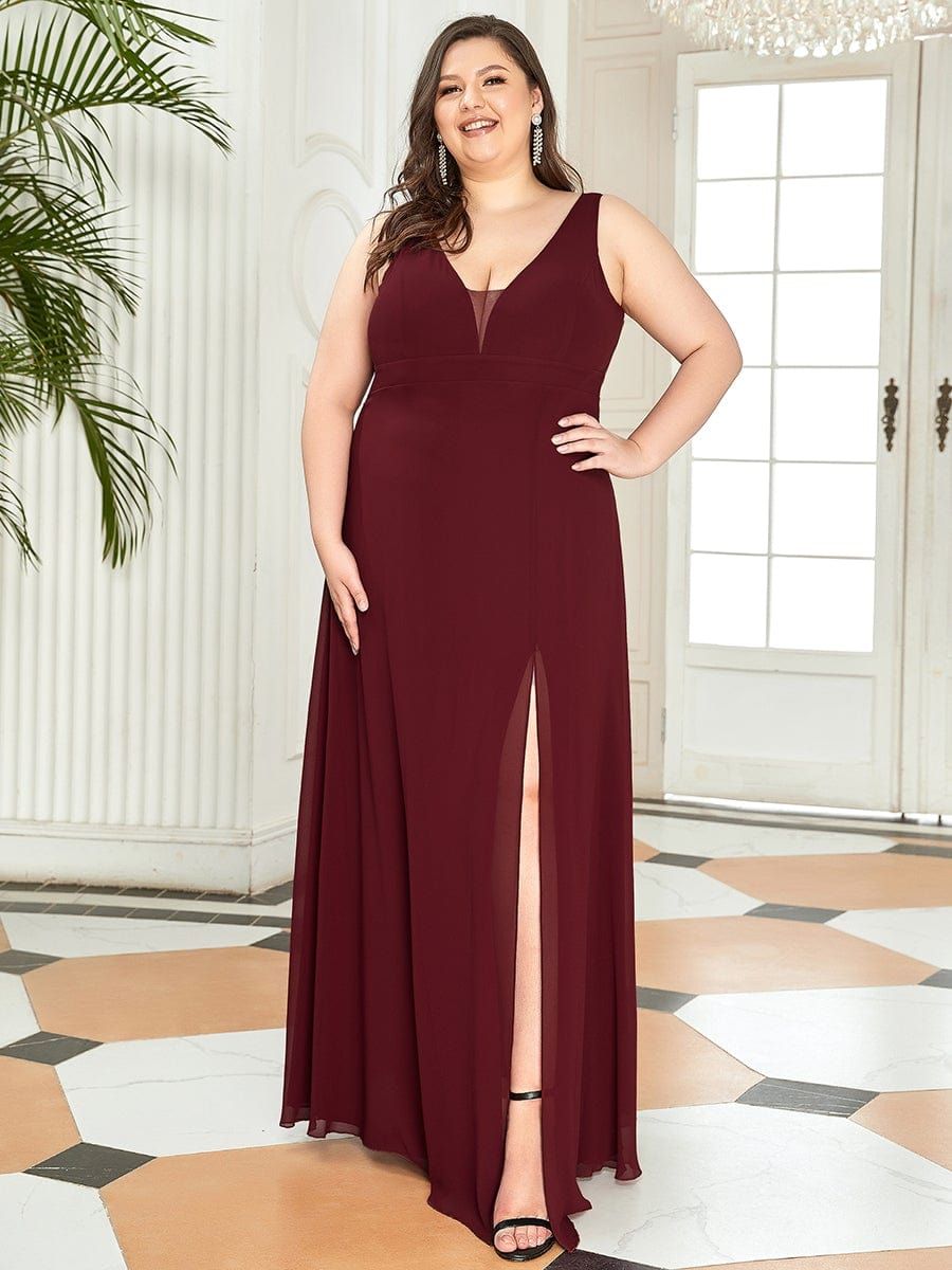 Plus Size Sleeveless High Slit Formal Chiffon Dresses sold by Ever Pretty