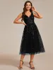 ever ROUX|V-Neck Leaf Sequined Sleeveless A-Line Midi Wedding Guest Dress sold by Ever Pretty