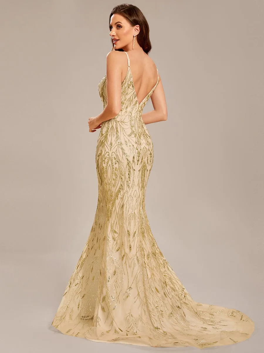 Custom Size Sequin Elegant Spaghetti Strap Long Mermaid Prom Dress sold by Ever Pretty product image thumbnail 2