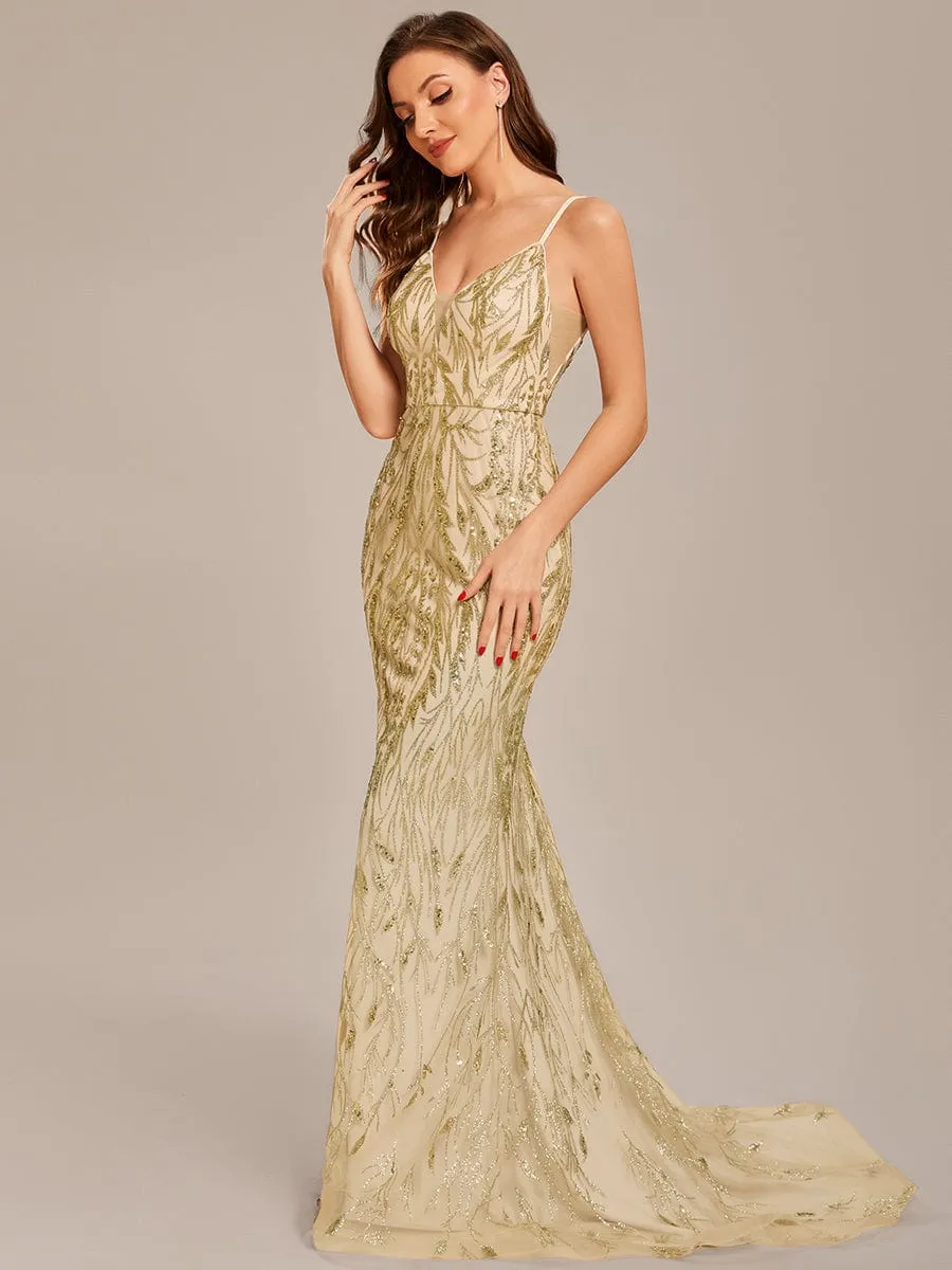 Custom Size Sequin Elegant Spaghetti Strap Long Mermaid Prom Dress sold by Ever Pretty product image thumbnail 4