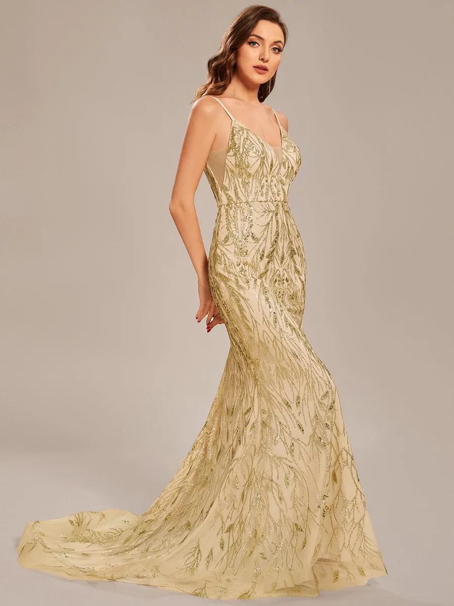 Custom Size Sequin Elegant Spaghetti Strap Long Mermaid Prom Dress sold by Ever Pretty product image thumbnail 5