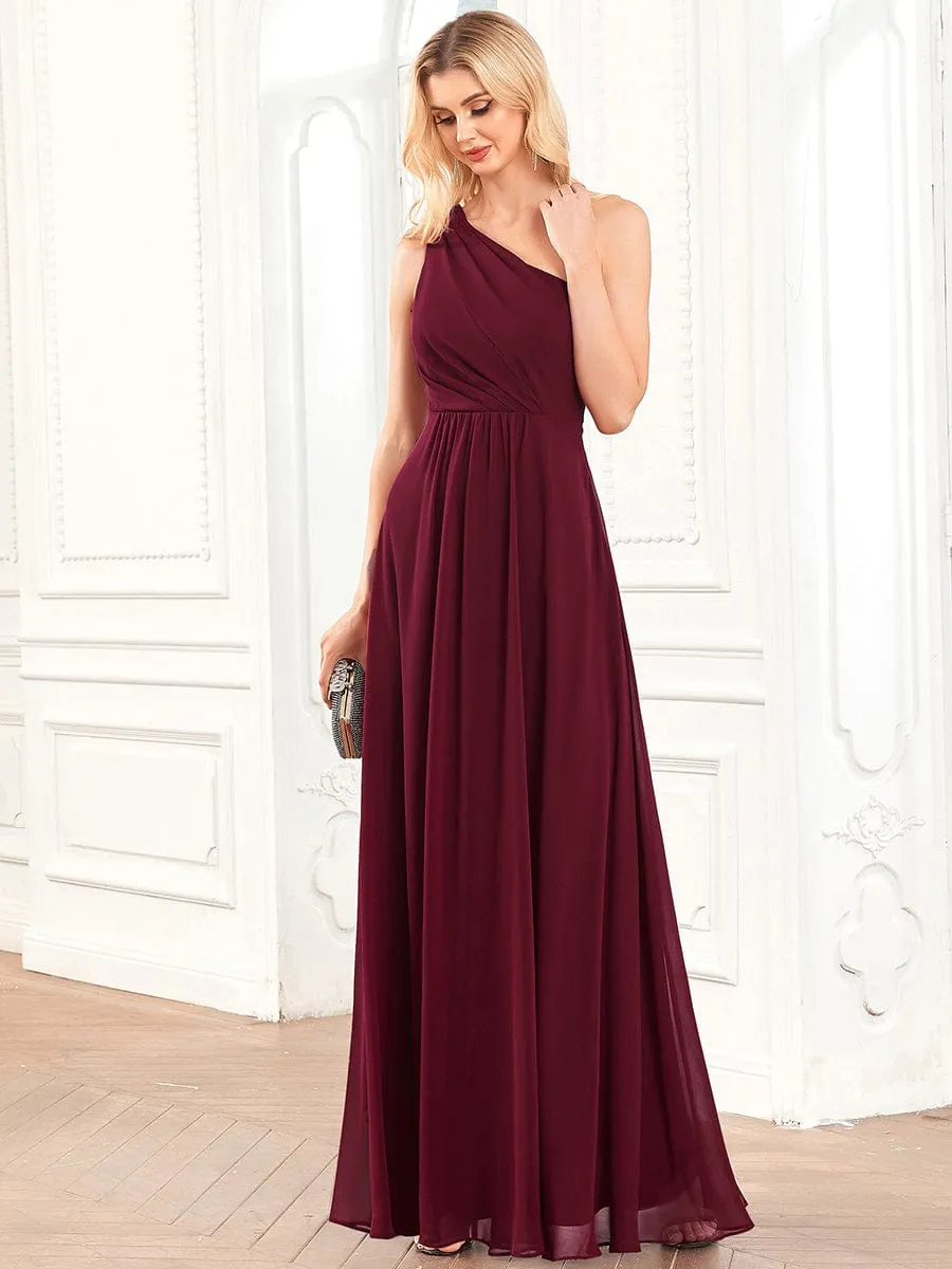 Asymmetrical Sleeve A-Line Pleated Chiffon Bridesmaid Dress sold by Ever Pretty product image thumbnail 5