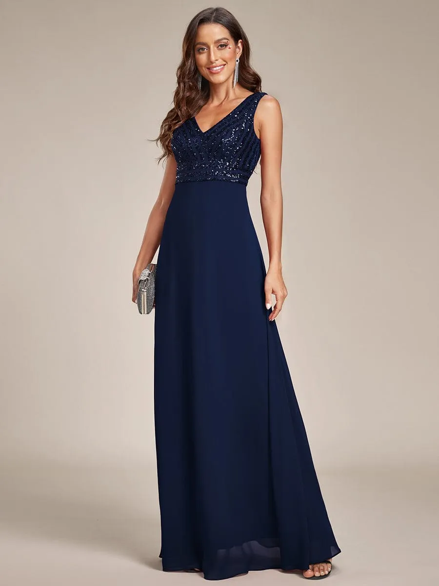 Sequin Sleeveless Double V-Neck Formal Evening Dress sold by Ever Pretty