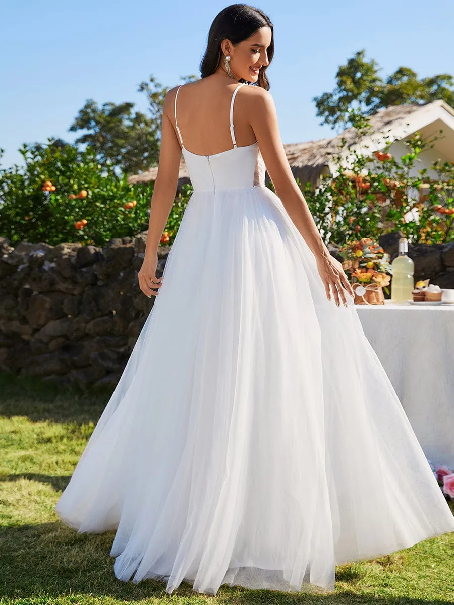 V-Neck A-Line Wedding Dress featuring Delicate Pearl Accents sold by Ever Pretty product image thumbnail 2