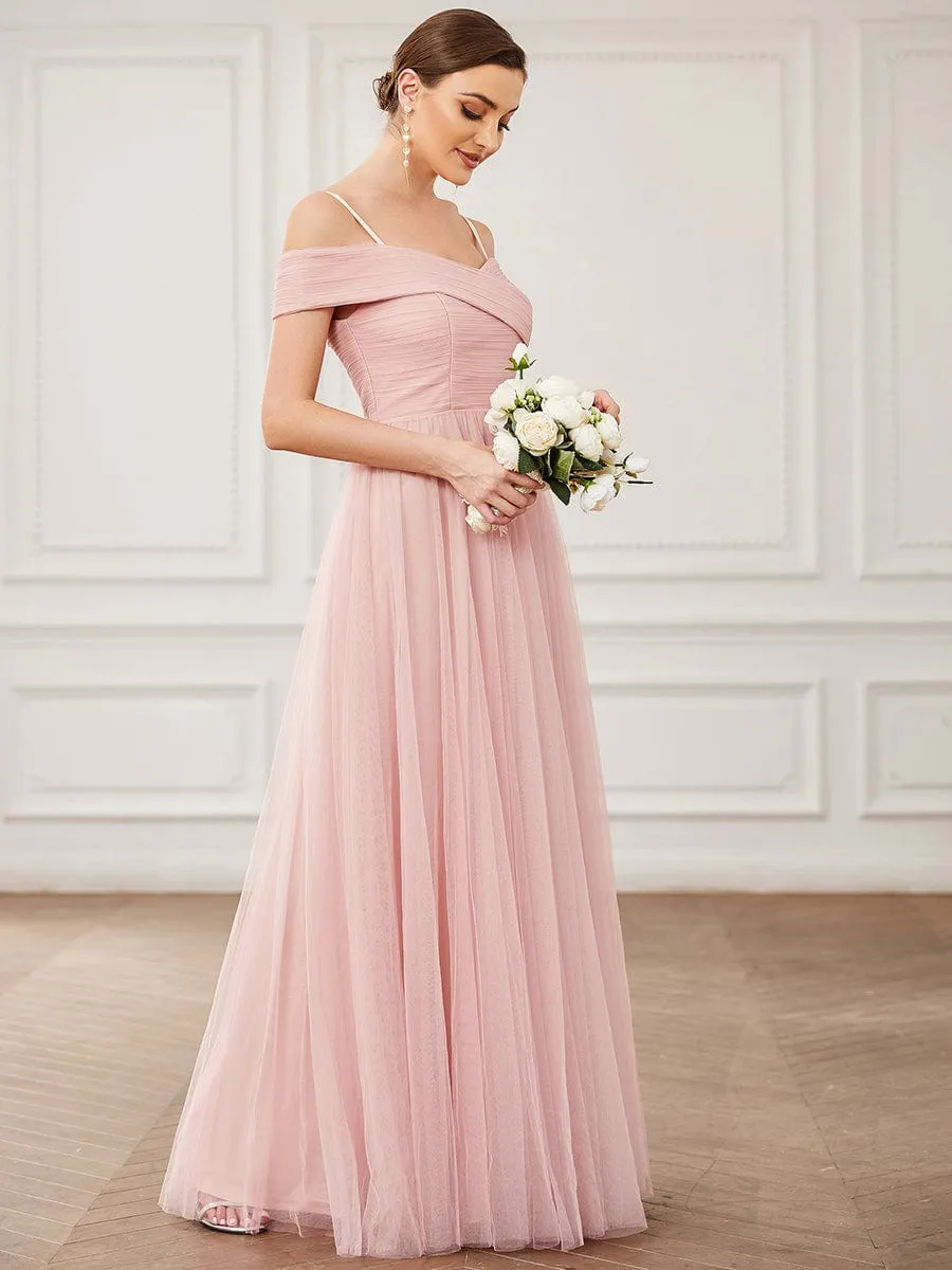 Spaghetti Strap Cold Shoulder Cross Over A-Line Tulle Bridesmaid Dress sold by Ever Pretty product image thumbnail 4