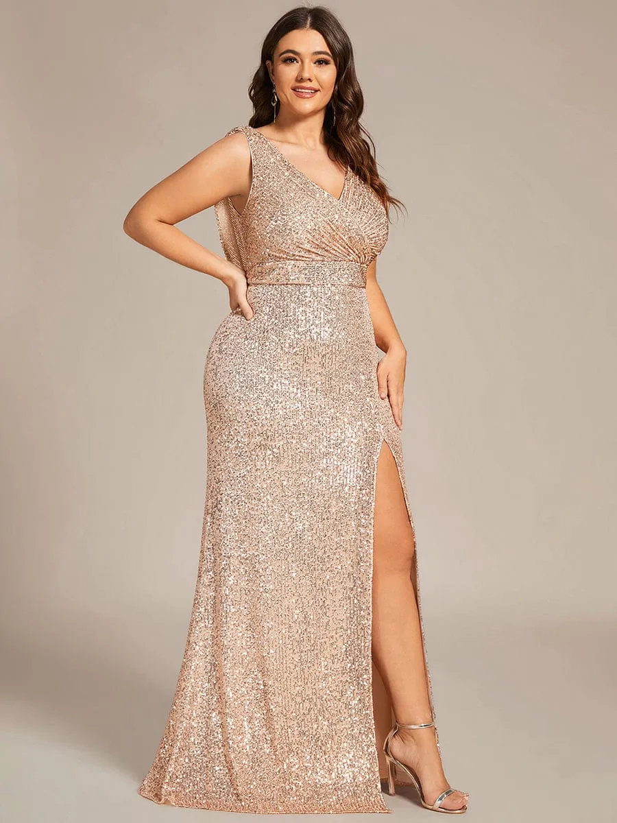 Custom Size Sleeveless V-Neck Bodycon Sequin Evening Dress sold by Ever Pretty product image thumbnail 5