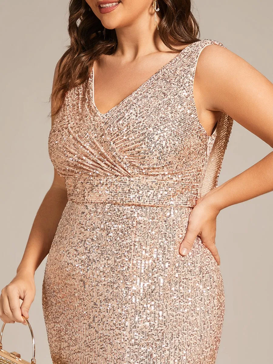 Custom Size Sleeveless V-Neck Bodycon Sequin Evening Dress sold by Ever Pretty product image thumbnail 3