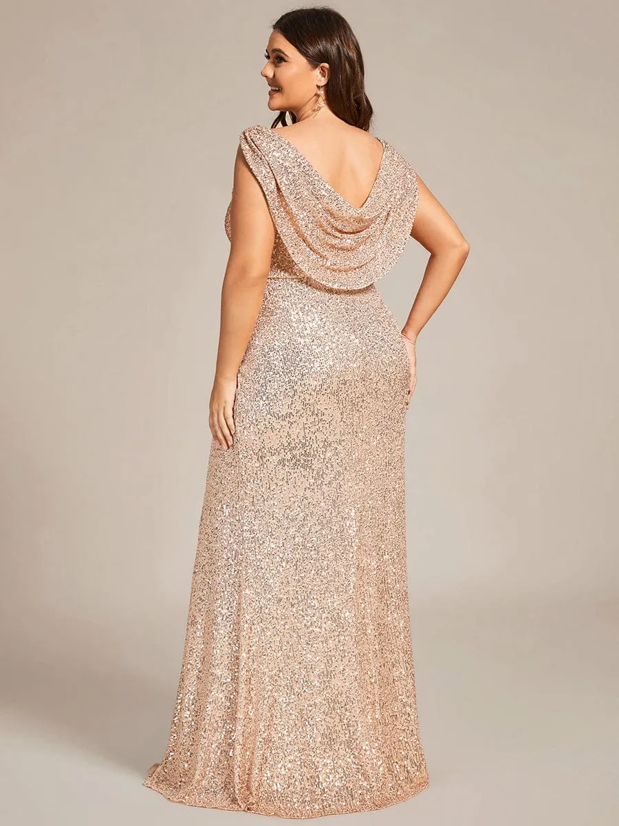 Custom Size Sleeveless V-Neck Bodycon Sequin Evening Dress sold by Ever Pretty product image thumbnail 2