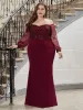 Plus Size Off-Shoulder Long Sleeve Sequin Formal Dresses sold by Ever Pretty