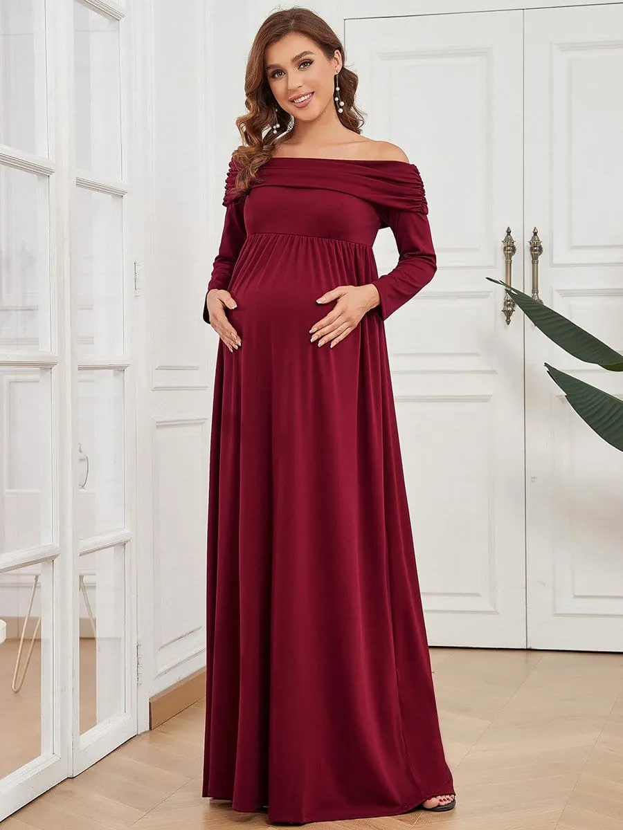 Empire Waist Long Sleeve A-Line Maternity Dress sold by Ever Pretty