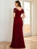 ever GILDED|Deep V-Neck Sequin Short Sleeve High Side Front Slit Mother of the Bride Dresses sold by Ever Pretty