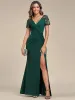 ever GILDED|Deep V-Neck Sequin Short Sleeve High Side Front Slit Mother of the Bride Dresses sold by Ever Pretty