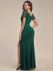 ever GILDED|Deep V-Neck Sequin Short Sleeve High Side Front Slit Mother of the Bride Dresses sold by Ever Pretty