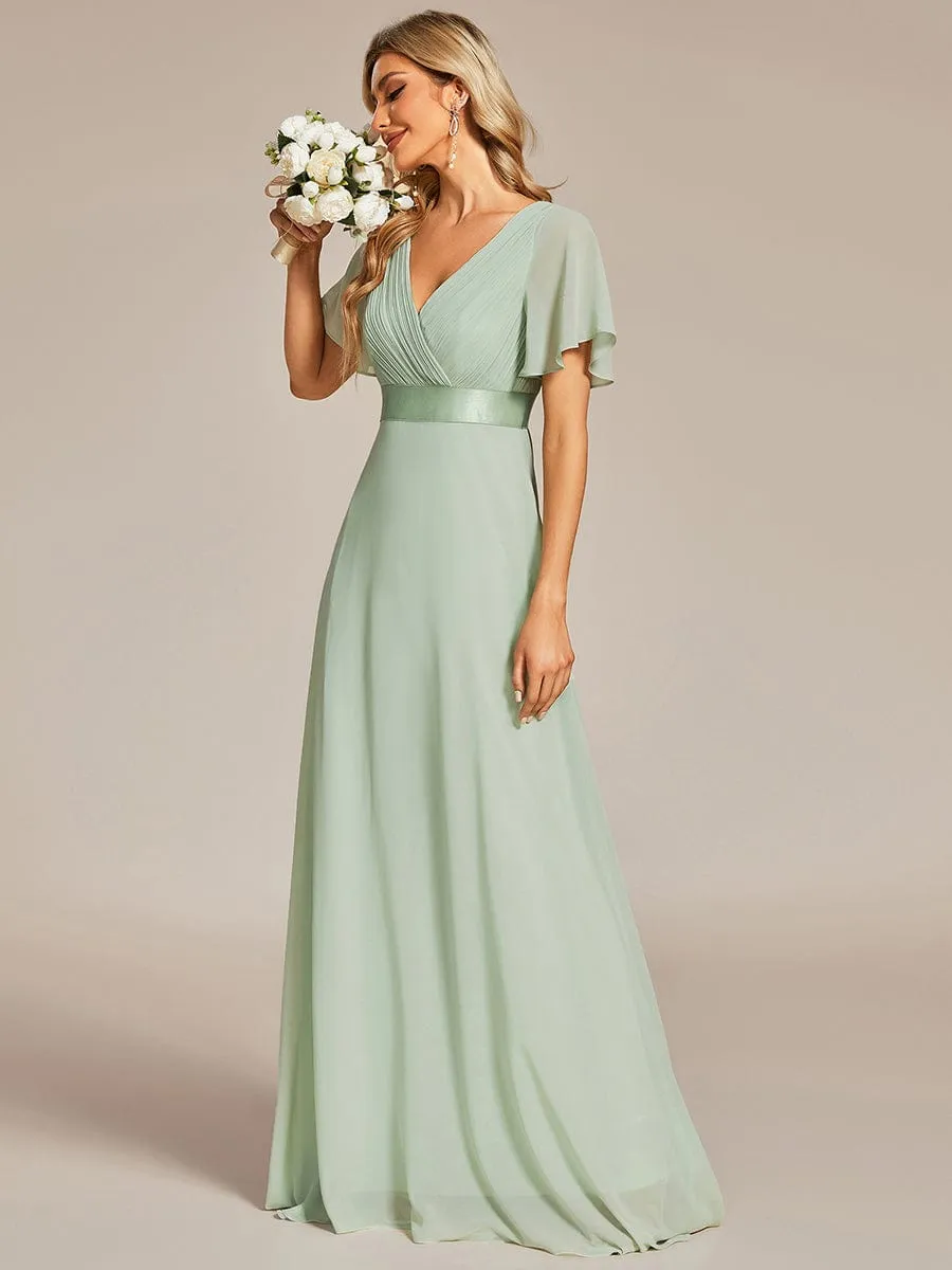 ever MONICA|Long Chiffon Empire Waist Bridesmaid Dress with Short Flutter Sleeves sold by Ever Pretty product image thumbnail 3
