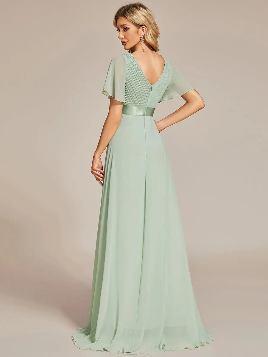 ever MONICA|Long Chiffon Empire Waist Bridesmaid Dress with Short Flutter Sleeves sold by Ever Pretty product image thumbnail 4
