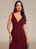 Sleeveless Tiered Hem V-Neck Chiffon Wedding Guest Dress sold by Ever Pretty