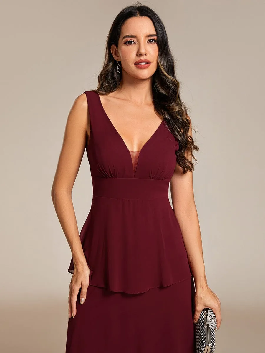 Sleeveless Tiered Hem V-Neck Chiffon Wedding Guest Dress sold by Ever Pretty product image thumbnail 3