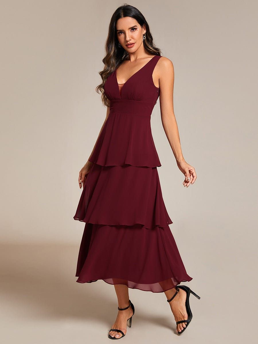 Tiered hem V-Neck Chiffon Wedding Guest Dress without Sleeves sold by Ever Pretty product image thumbnail 5