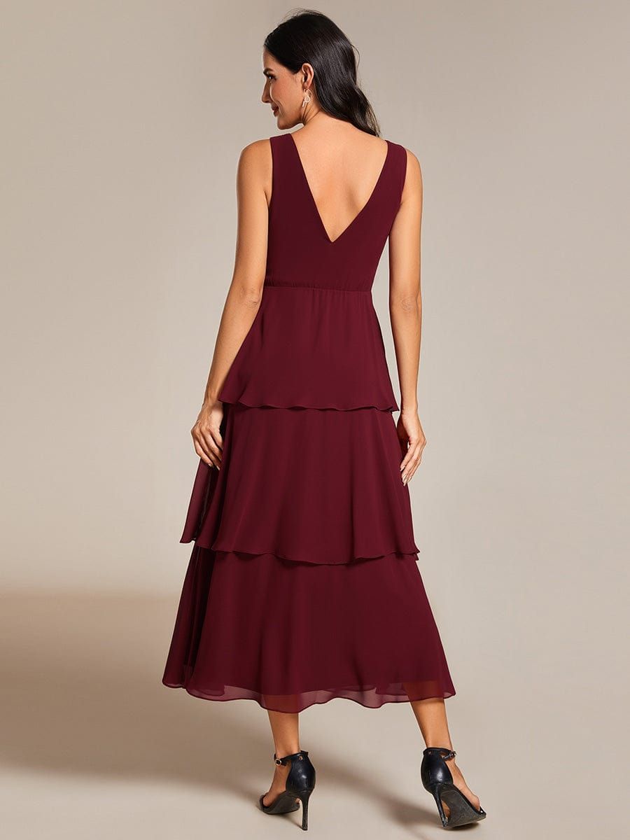 Tiered hem V-Neck Chiffon Wedding Guest Dress without Sleeves sold by Ever Pretty product image thumbnail 2