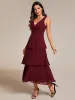 Sleeveless Tiered Hem V-Neck Chiffon Wedding Guest Dress sold by Ever Pretty