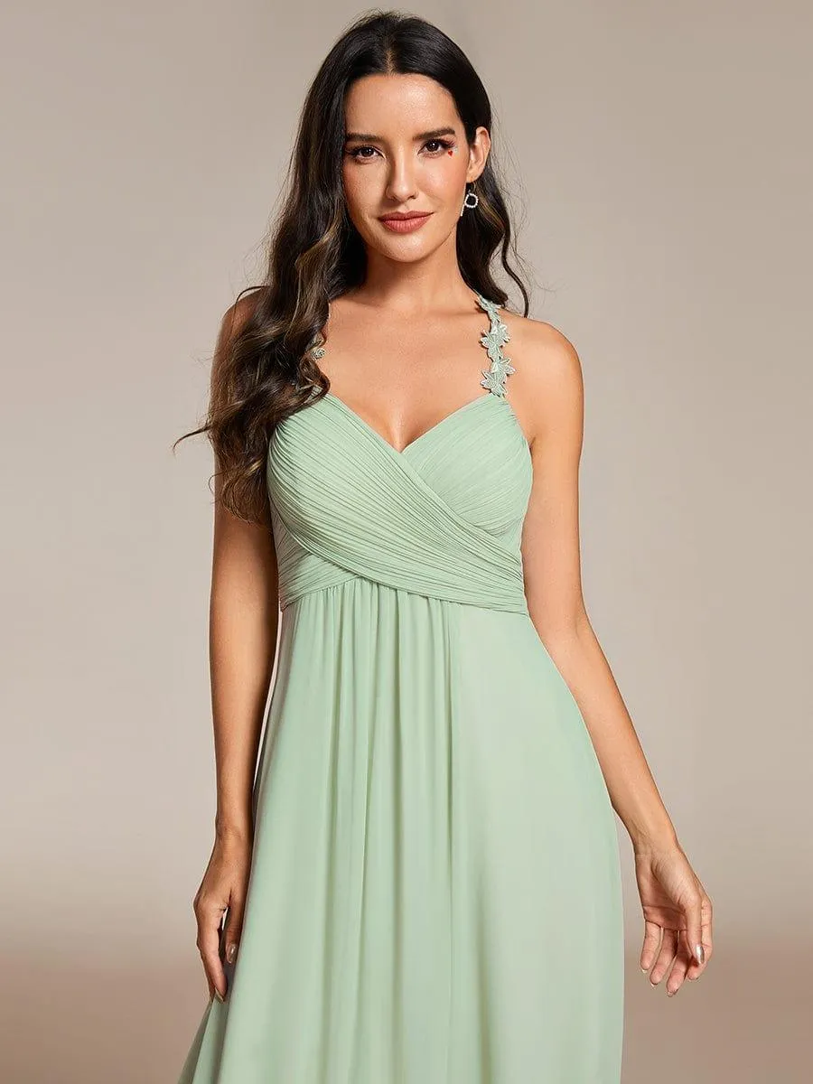 ever WREN|Floral Halter Neck Pleated Backless Bridesmaid Dress in Chiffon sold by Ever Pretty product image thumbnail 3