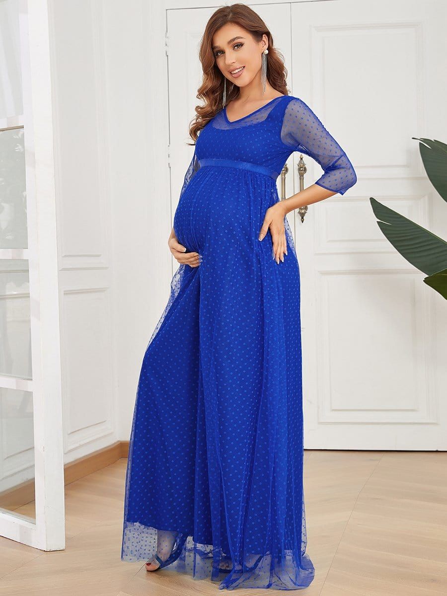 Long Sleeve Polka Dot Tulle Maternity Dress sold by Ever Pretty