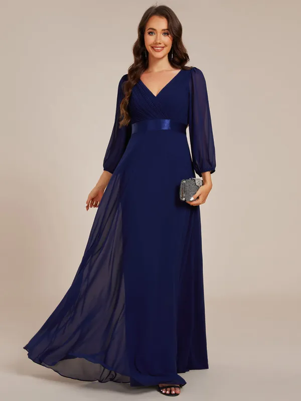 ever OLIVIA|Long Sleeves Chiffon Empire Waist A-Line Maxi Formal Evening Dress sold by Ever Pretty