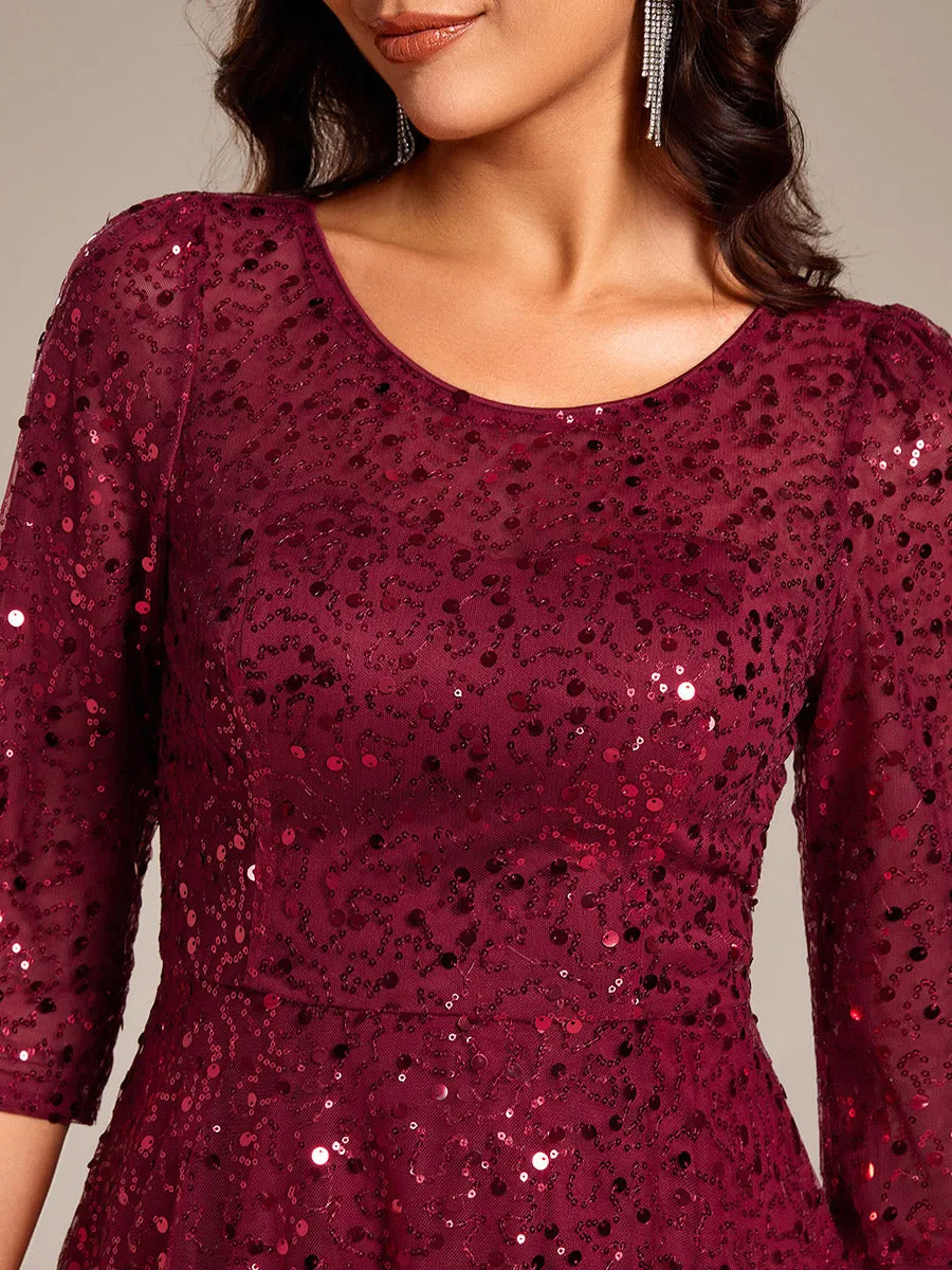 ever SIENNA|3/4 Sleeve Sparkly Sequin Round Neck Midi Wedding Guest Dress sold by Ever Pretty product image thumbnail 3