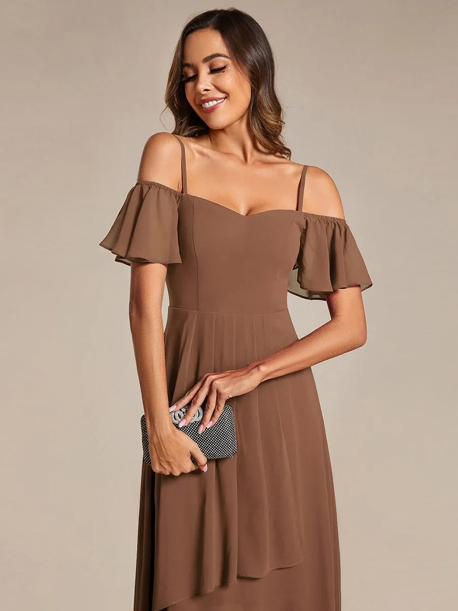 ever JORDANE|Custom Size Spaghetti Strap Cold Shoulder Chiffon A-Line Midi Wedding Guest Dress sold by Ever Pretty product image thumbnail 5