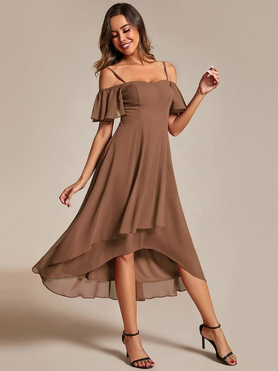 ever JORDANE|Custom Size Spaghetti Strap Cold Shoulder Chiffon A-Line Midi Wedding Guest Dress sold by Ever Pretty product image thumbnail 3