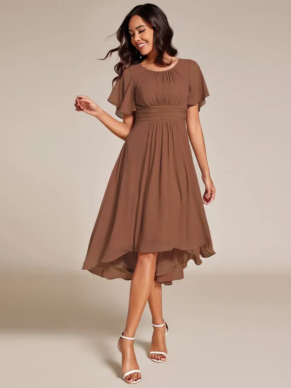 ever EDEN|Custom Size Flowy Chiffon Round Neckline A-Line Knee Length Wedding Guest Dress sold by Ever Pretty
