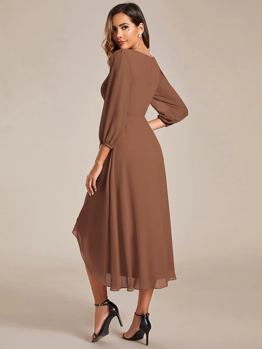 ever BRIAR|Custom Size Long Sleeves Asymmetrical Hem A-Line Midi Wedding Guest Dress sold by Ever Pretty product image thumbnail 2
